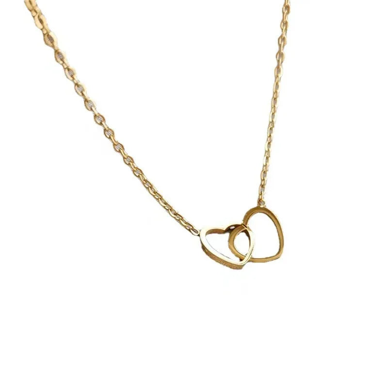 Double Heart Pendant Necklace